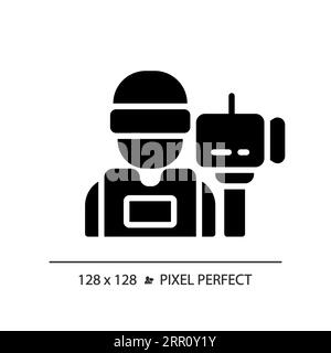 2D glyph style cameraman solid icon Stock Vector