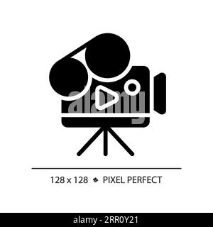 2D glyph style video camera solid icon Stock Vector