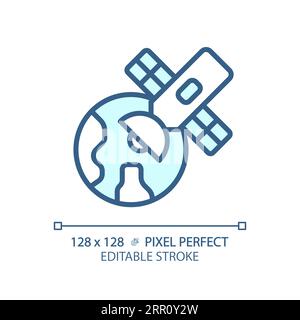 Satellite pixel perfect light blue icon Stock Vector