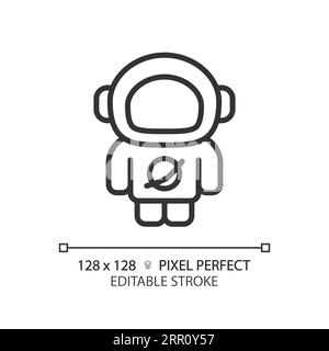 Astronaut pixel perfect linear icon Stock Vector