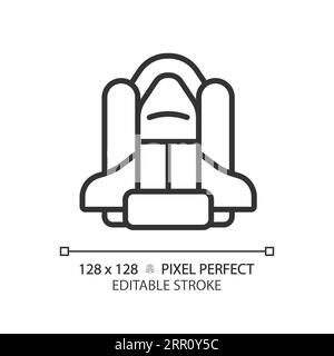 Space shuttle pixel perfect linear icon Stock Vector