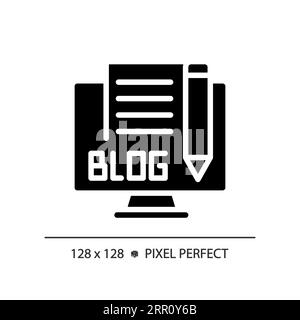 2D glyph style blog solid icon Stock Vector