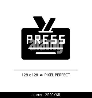 2D glyph style press ID card solid icon Stock Vector