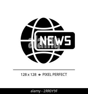 2D glyph style global news solid icon Stock Vector