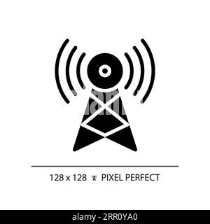 2D glyph style satellite tower solid icon Stock Vector