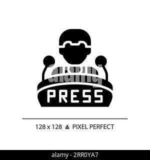 2D glyph style press conference solid icon Stock Vector