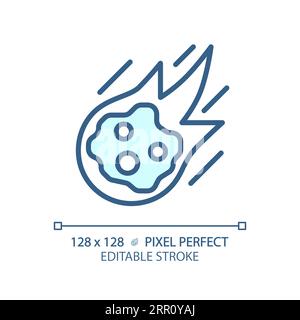 Falling comet pixel perfect light blue icon Stock Vector