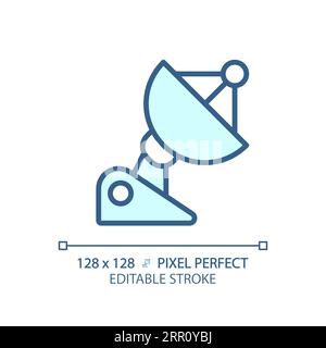 Parabolic dish pixel perfect light blue icon Stock Vector
