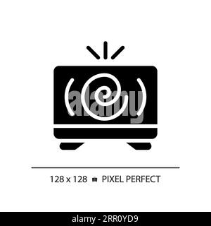 2D glyph style television news solid icon Stock Vector