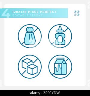 Pixel perfect blue allergen free icons set Stock Vector