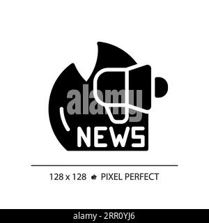 2D glyph style news broadcast solid icon Stock Vector
