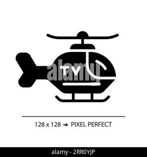 2D glyph style news helicopter solid icon Stock Vector