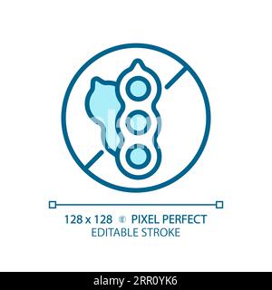 2D customizable thin linear blue soy free icon Stock Vector