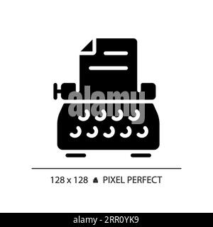 2D glyph style typewriter solid icon Stock Vector