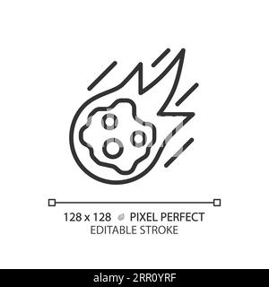 Falling comet pixel perfect linear icon Stock Vector