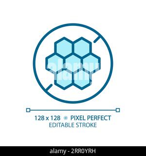2D customizable thin linear blue honeycomb icon Stock Vector