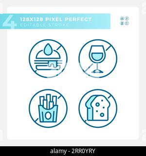 Editable pixel perfect allergen free linear icons set Stock Vector