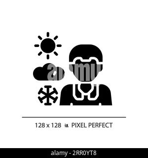 2D glyph style weather newscaster solid icon Stock Vector