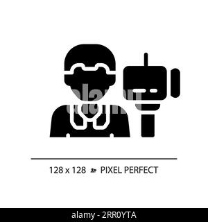 2D glyph style cameraman solid icon Stock Vector