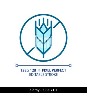 2D customizable thin linear blue gluten free icon Stock Vector