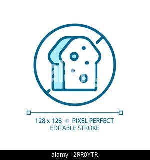 2D customizable thin linear blue bread free icon Stock Vector