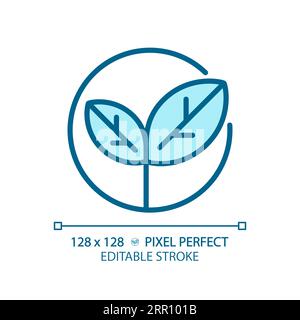 2D customizable thin linear blue vegetarian icon Stock Vector
