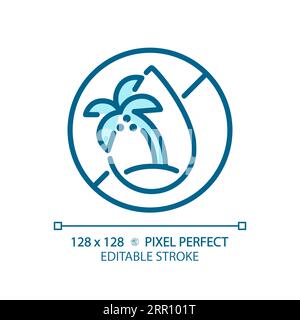 2D customizable thin linear blue palm oil free icon Stock Vector