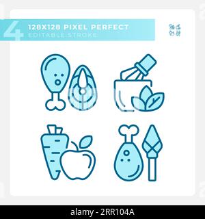 Editable pixel perfect blue allergen free icons collection Stock Vector