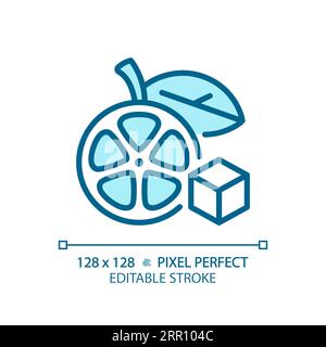 2D customizable thin linear blue fruit icon Stock Vector