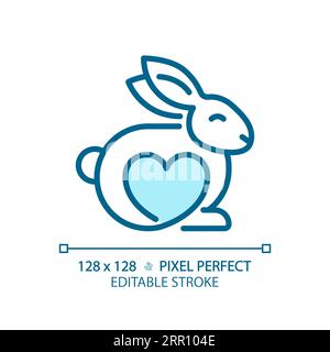 2D customizable thin linear blue cruelty free icon Stock Vector