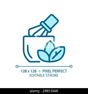 2D customizable thin linear blue herbal icon Stock Vector