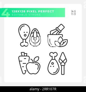 Editable pixel perfect black allergen free icons collection Stock Vector