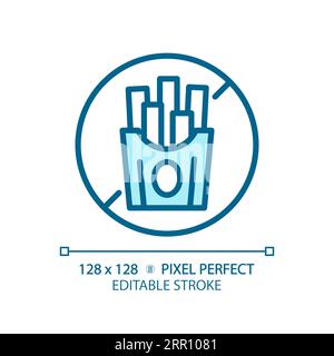 2D customizable thin linear blue trans fat free icon Stock Vector
