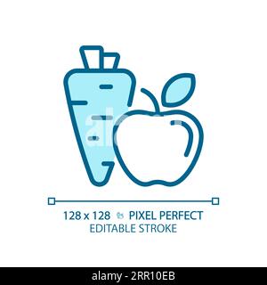 2D customizable thin linear blue healthy diet icon Stock Vector
