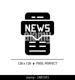 2D glyph style mobile news solid icon Stock Vector