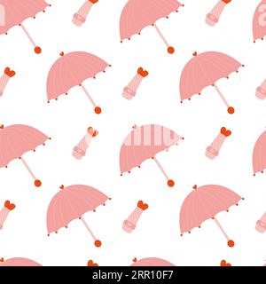 Pink umbrella seamless pattern Stock Vector