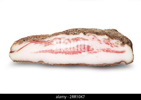 italian guanciale pork cheek on a white background main ingredient for  carbonara and matriciana Stock Photo - Alamy