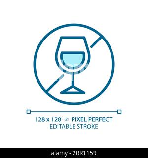 2D customizable thin linear blue alcohol free icon Stock Vector