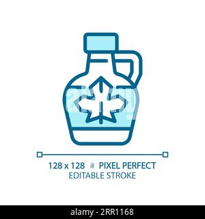 2D customizable thin linear blue maple syrup icon Stock Vector