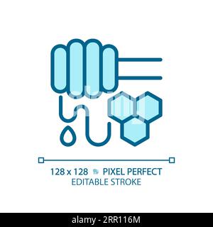 2D customizable thin linear blue honey icon Stock Vector