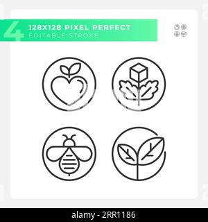 Editable pixel perfect allergen free icons pack Stock Vector