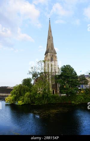 St Alban's Church is a 19th century Anglican church outside the Kastellet, Copenhagen, Denmark. Stock Photo