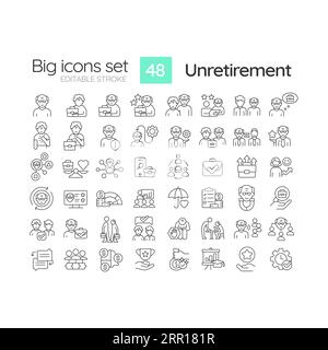 Customizable black big icon set for unretirement Stock Vector
