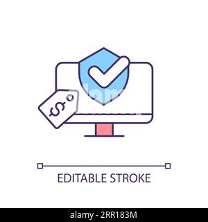 2D thin line colorful purchase insurance icon Stock Vector