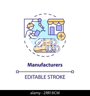 2D customizable manufacturers thin linear icon concept Stock Vector