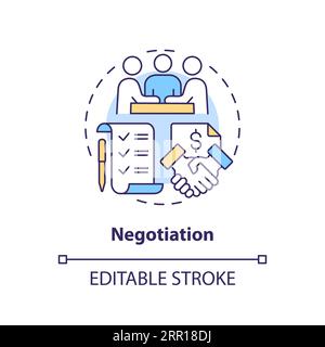 2D customizable negotiation thin linear icon concept Stock Vector