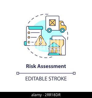 2D customizable risk assessment thin linear icon concept Stock Vector