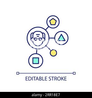 2D thin line colorful overcome skill shortage icon Stock Vector