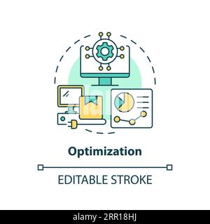 2D customizable optimization thin linear icon concept Stock Vector