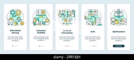 Walkthrough vendor management with line icons concept Stock Vector